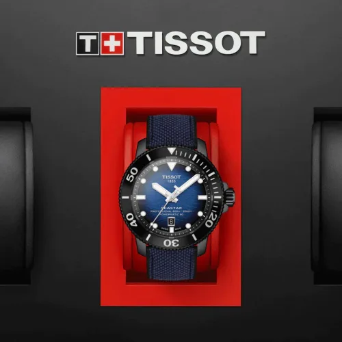 Vista 6 de Tissot Tissot Seastar 2000 Professional Powermatic 80 316L - Caja de acero inoxidable con revestimiento PVD negro, color azul y negro, goma, 22