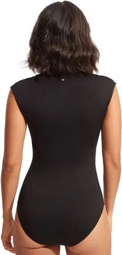 Vista 2 de Seafolly Traje de baño de una pieza con cremallera frontal y manga casquillo