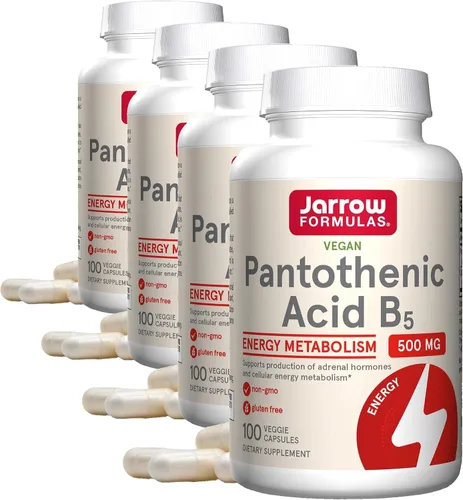 Vista 11 de Jarrow Formulas Ácido pantoténico B5 500 mg, suplemento dietético, vitamina B5 para apoyo de hormonas suprarrenales y metabolismo de energía