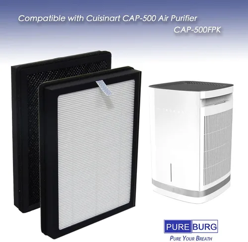 Vista 2 de PUREBURG Filtro de repuesto compatible con purificador de aire Cuisinart CAP-500 N.º de parte: CAP-500FPK, H13 True HEPA y filtración multicapa