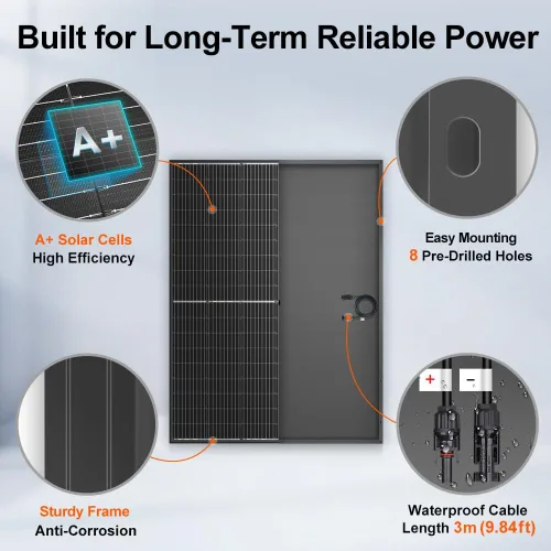 Vista 7 de DOKIO - Panel solar de 400 W, monocristalino de 31 V, para sistemas fuera de la red de 24 V