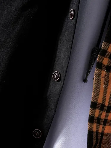 Vista 6 de OYOANGLE Camisa de manga larga con botones y estampado a cuadros de bloque de color para hombre