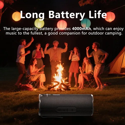 Vista 7 de COOPERS Altavoz Bluetooth portátil, altavoz Bluetooth inalámbrico, altavoces impermeables IPX5 con luces RGB, graves profundos de sonido estéreo
