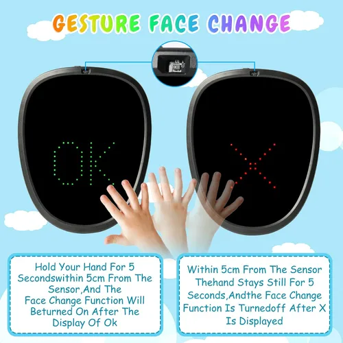 Vista 15 de Ompusos LED Mask with Gesture Sensing, Light-Up Transforming Face Cover for Halloween, Christmas, Cosplay & Birthday Parties