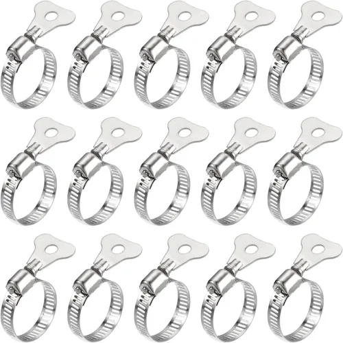 Vista 6 de uxcell Abrazadera de manguera de engranaje sin fin, 15 abrazaderas de manguera de acero inoxidable ajustables de 1 a 1 1/2 pulgadas para asegurar