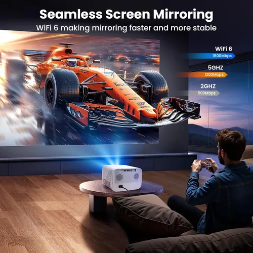Vista 4 de Proyector 4K Google TV, 1500 lúmenes ANSI, enfoque automático 6D y Keystone, altavoces de 20 W, Wifi y proyector Bluetooth para iPhone/Android