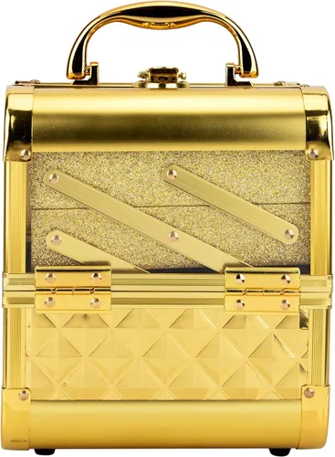 Vista 2 de Ver Beauty Art Craft Tattoo Maquillaje Acrílico Mini Tren Caja Organizadora de Caja de Aluminio Dos Estantes Voladizos con Tapa Espejo Cerraduras