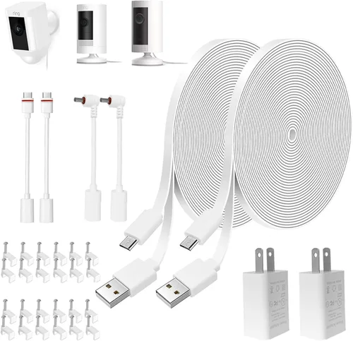 Vista 8 de Adaptador de alimentación y cable de 10 pies para cámara Ring, batería de cámara Ring Stick Up, batería de cámara Ring Spotlight Cam/Pro/Plus, Blink