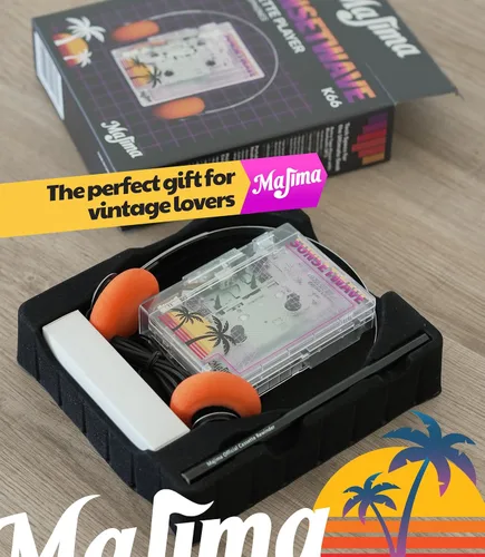 Vista 3 de Reproductor de cassette Bluetooth con radio FM, diseño portátil transparente, regalo de audio retro, compatible con alimentación USB o pilas AA