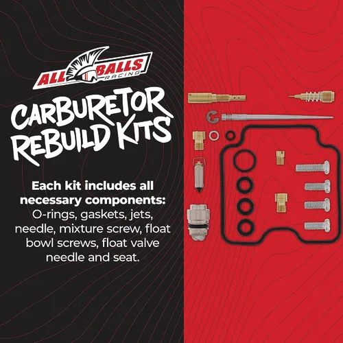 Vista 2 de All Balls Racing 26-1264 - Kit de reconstrucción de carburador compatible con/repuesto para Yamaha YFM350 Grizzly IRS 2007-2011, YFM350BA Bruin 2WD