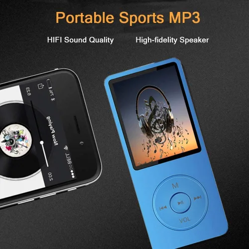 Vista 2 de Reproductor de MP3, reproductor de música con tarjeta micro SD de 16 GB, altavoz integrado/foto/reproducción de video/radio FM/grabadora