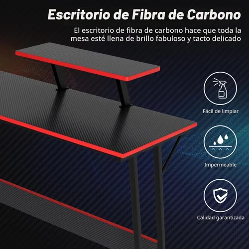 Vista 4 de PayLessHere Escritorio en forma de L, escritorio de esquina para juegos, escritorio de computadora con escritorio grande para estudiar, trabajar