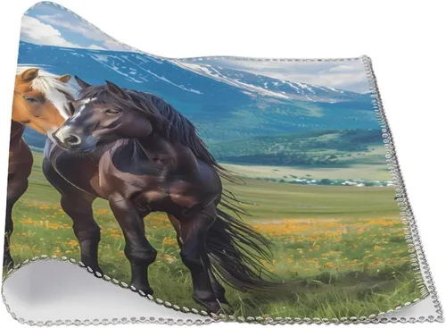 Vista 3 de Playful Horses in The Valley Placemats Set of 6 Resistant Table Mats Washable Place Mats for Dinner Party Table Decoration