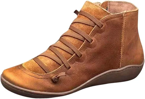 Vista 2 de Botas de soporte de arco con cremallera lateral de cuero, cómodas, zapatos casuales