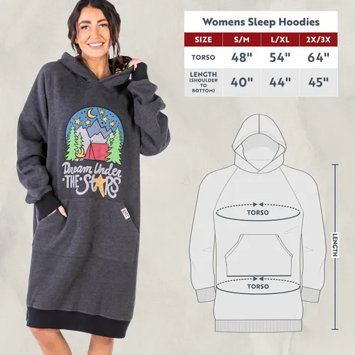 Vista 53 de Lazy One Sudadera con capucha de gran tamaño, ropa de dormir cómoda, vestido de suéter para mujer