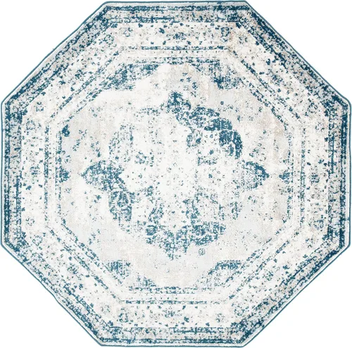 Vista 91 de Unique Loom, colección Sofía - Alfombra de la colección Salle Garnier (4' 1" x 6' 1", turquesa/azul, rectangular)