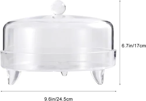 Vista 2 de Soporte de acrílico para pasteles con tapa de cúpula: soporte cubierto elegante para tartas con patas grande con cúpula uso como soporte, cubierta