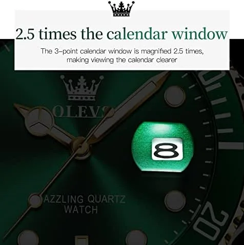 Vista 6 de OLEVS Relojes analógicos de cuarzo para hombre a la moda impermeables con correa de acero inoxidable ventana de día para hombre