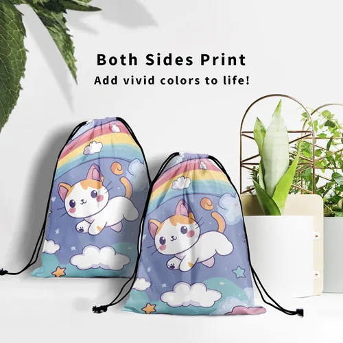 Vista 63 de Bolsa de agarre de gimnasia de piel de animal, bolsa de gimnasia con cordón ajustable, bolsa de cuerda para fauna silvestre, Mariposas Galaxy