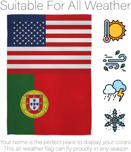 Vista 6 de Cartel de bandera de la amistad de Portugal, Estados Unidos, arte de pared, postes de bandera para exteriores de casa, decoración al aire libre