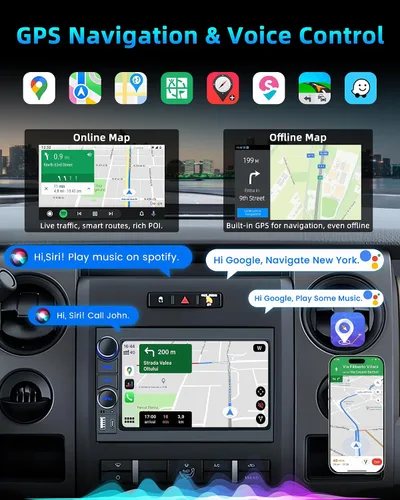 Vista 4 de Radio de coche estéreo para Ford F150 Radio 2004-2008: 7 "HD pantalla táctil estéreo incorporado Carplay inalámbrico Andriod Auto 5GWiFi