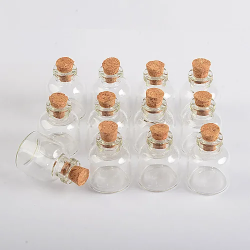 Vista 5 de 12 botellas de corcho de vidrio transparente de 0.1 fl oz, frascos de vidrio, frascos de almacenamiento vacíos, botellas de deseos decorativas