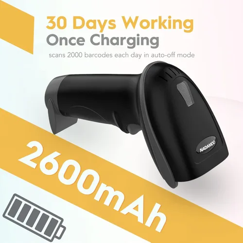 Vista 4 de NADAMOO Escáner de Código de Barras Inalámbrico 328 Pies Distancia de Transmisión USB Inalámbrico 1D Láser Lector Automático de Código de Barras