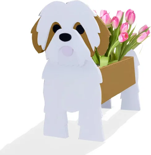 Vista 20 de Macetero de flores para perros, regalos para mujeres, bonitas macetas de PVC para perros, macetas para interiores y exteriores, maceta de jardín