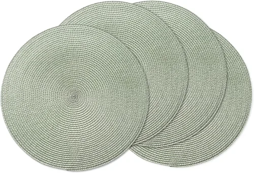 Vista 15 de AHHFSMEI Juego de 6 manteles individuales redondos trenzados de 15 pulgadas para mesas de comedor, tejido natural, resistentes al calor, color beige
