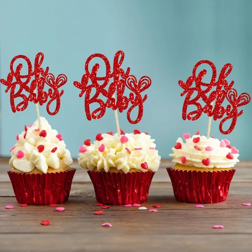 Vista 54 de Ephlyn 24 adornos para cupcakes con purpurina para el día de San Valentín, dulce amor, corazón, día de San Valentín, decoración para cupcakes