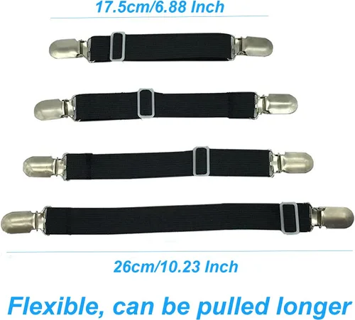 Vista 2 de BetyBedy 4 piezas de tirantes ajustables para sábanas de cama, clips elásticos para correas de sábanas, agarres de cubierta para funda de colchón