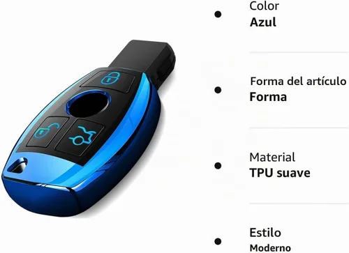 Vista 7 de Intermerge para funda de llavero Mercedes Benz, funda de llave de TPU suave premium compatible con Mercedes Benz C E S M CLS CLK G Class, llave Azul