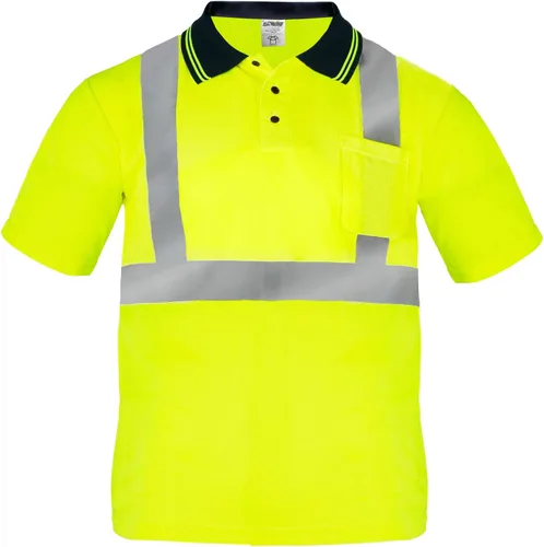 Vista 7 de JORESTECH Polo de alta visibilidad, ANSI clase 2, ropa de trabajo de seguridad, tela Birdseye con cinta reflectante