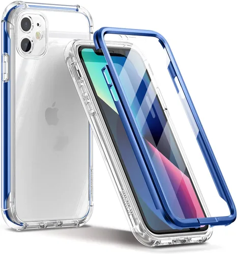 Vista 11 de SURITCH Funda transparente para iPhone 11 (solamente) de 6.1 pulgadas, [protector de pantalla integrado] cubierta protectora de cuerpo completo a