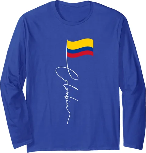 Vista 3 de Polo de bandera de Colombia Signature - Camiseta patriótica de manga larga con bandera colombiana, Negro