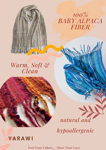 Vista 2 de Genérico Bufanda 100% de alpaca bebé para mujer. Fabricada en Perú. Suave, limpia e hipoalergénica. Tejido lujoso. Hecho a mano