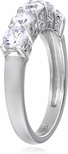 Vista 10 de Amazon Essentials Anillo de plata de ley de cinco piedras con circonita cúbica de corte redondo Infinite Elements (anteriormente colección Amazon)