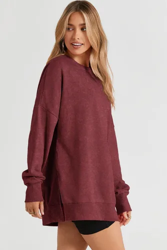 Vista 135 de SHEWIN Sudadera casual de manga larga con cuello redondo para mujer, ligera, holgada