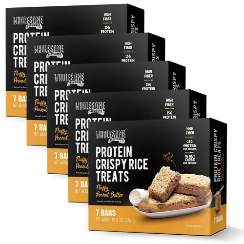 Vista 22 de Barritas de Arroz Crujiente de Proteína, 15g de Proteína, 3g-7g de Carbohidratos Netos, Bajo en Carbohidratos, Esponjoso, Suave, Gomoso, Sin Gluten