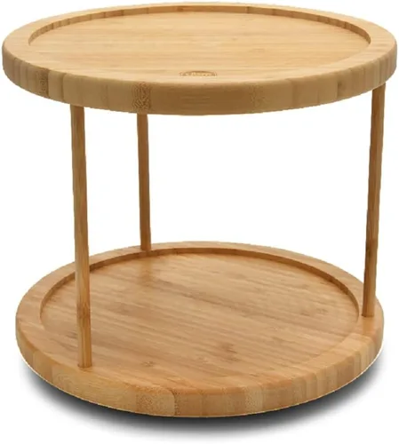 Vista 8 de YBM Home Bambú de madera antideslizante Lazy Susan Giratoria Completamente Giratoria para Armario de Despensa