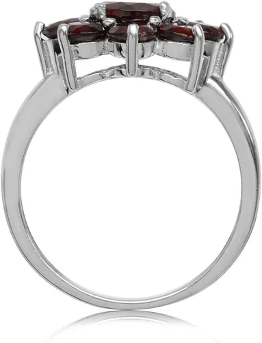Vista 3 de Silvershake Natural Gemstone White Gold Plated 925 Sterling Silver Flower Cluster Ring Jewelry for Women