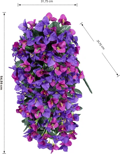 Vista 6 de Flores artificiales de Bouganville falsas para decoración al aire libre, 2 piezas de flores falsas de seda con vides largas colgantes resistentes a