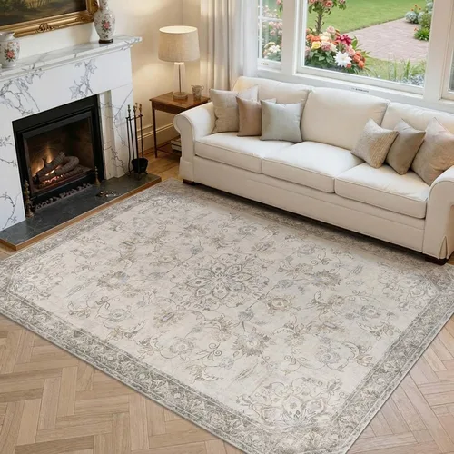 Vista 11 de jinchan Alfombra vintage de 2 x 3 pies para entrada, lavable, diseño floral romántico, tapete pequeño antideslizante, tapete ligero de bajo perfil