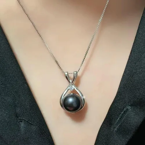 Vista 3 de Regalos para esposa, mujer, aniversario, collar de perlas negras de Tahití, mamá, novia, ella, joyería fina, día de la madre, San Valentín, Navidad