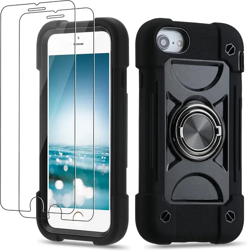 Vista 24 de Funda para iPhone Se3/iPhone Se2, iPhone 6/6S, iPhone 7/iPhone 8 de 4.7 pulgadas con soporte de anillo, con 2 protectores de pantalla resistentes