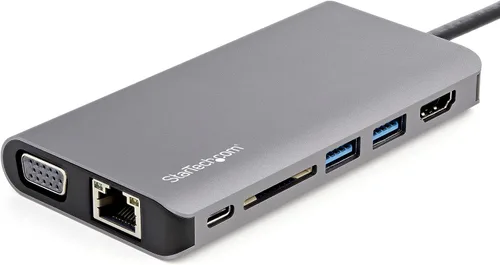 Vista 2 de StarTech.com Adaptador multipuerto USB C – Mini base de viaje USB-C con HDMI 4K o VGA de 1080p – 3 concentradores USB 3.0, SD, GbE, audio, 100 W PD