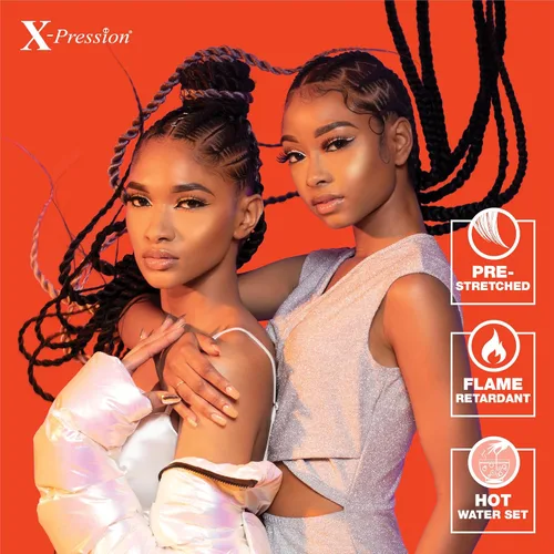Vista 7 de Sensationnel X-Pression - Trenzas sintéticas prestiradas, 3 unidades, 58 pulgadas, negro azabache 1 Cabello trenzado, Kanekalon, ignífugo