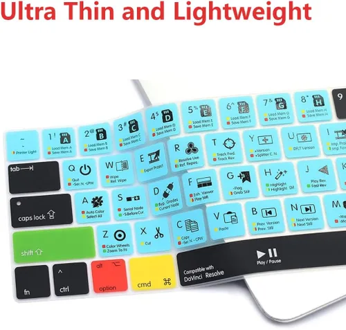 Vista 4 de Davinci Resolve Shortcuts - Funda de teclado para MacBook Pro 2016-2024 M1/M2 de 14 pulgadas y MacBook Pro de 16 pulgadas, MacBook Pro 13 15 Touch