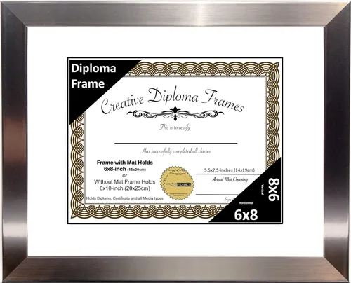 Vista 28 de Creative Picture Frames Carnegie - Marco de diploma de acero inoxidable con acabado de acero inoxidable de 6 x 8 pulgadas con caballete de vidrio