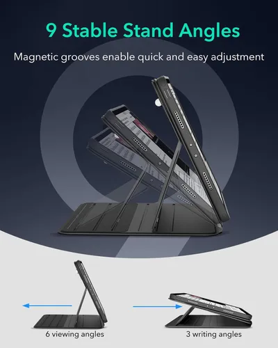 Vista 8 de ESR Funda para iPad Pro de 11 pulgadas (2022/2021/2020/2018, 4.ª/3.ª/2.ª/1.ª generación), cubierta magnética desmontable, soporte ajustable